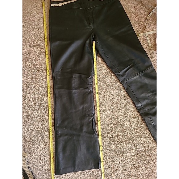 VS2 by Vakko Leather Pants Size 10 Black Lamb Leather Soft Wide Leg - Picture 2 of 9